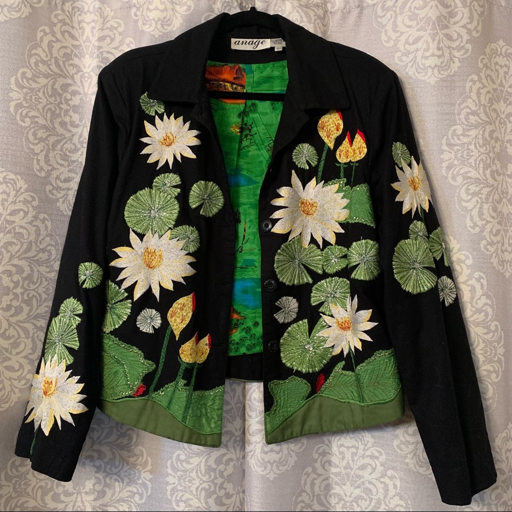 Vintage Anage Lillypad Floral Blazer Jacket